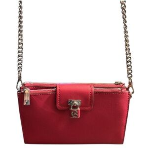 Michael Kors Ruby Small Double-Zip Saffiano Leather Crossbody Bag in Crimson EUC